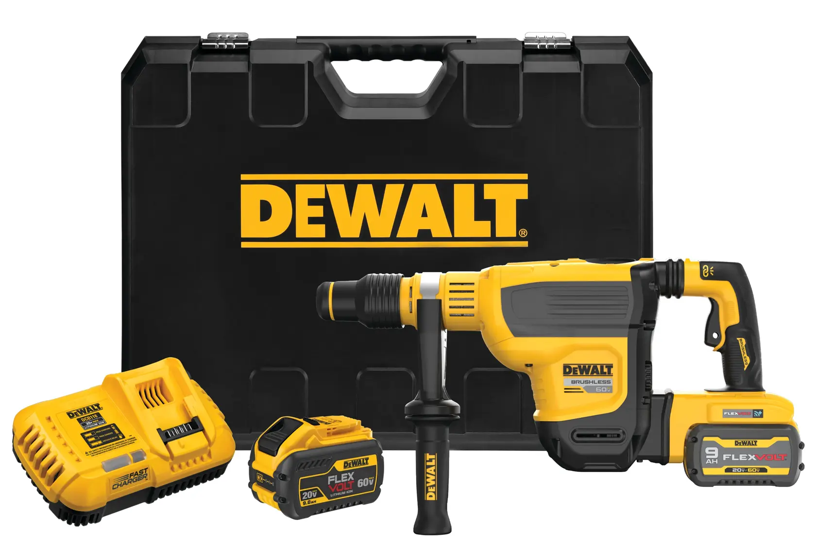 DEWALT® FLEXVOLT 60V MAX* Brushless Cordless SDS MAX 1-3/4-in. (44mm) Combination Rotary Hammer Drill with (2) 9.0 Ah Batteries and Charger