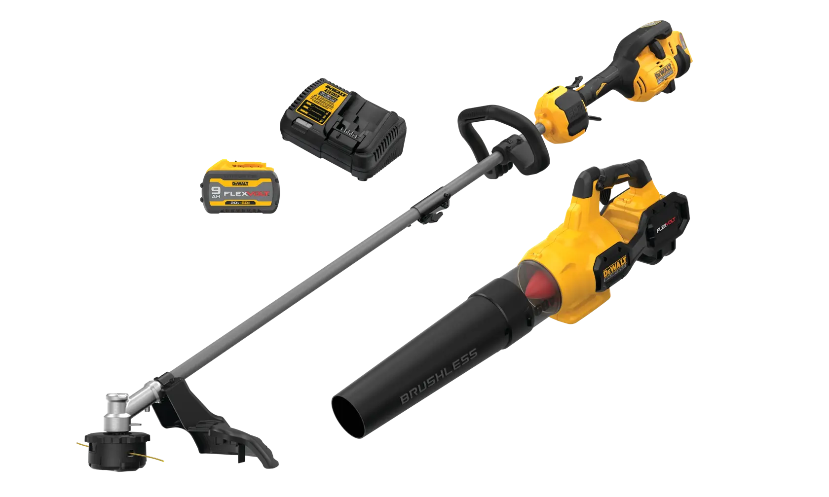 DEWALT® 60V MAX* 17-in. Brushless Cordless Attachment Capable String Trimmer and Handheld Axial Blower Combo Kit