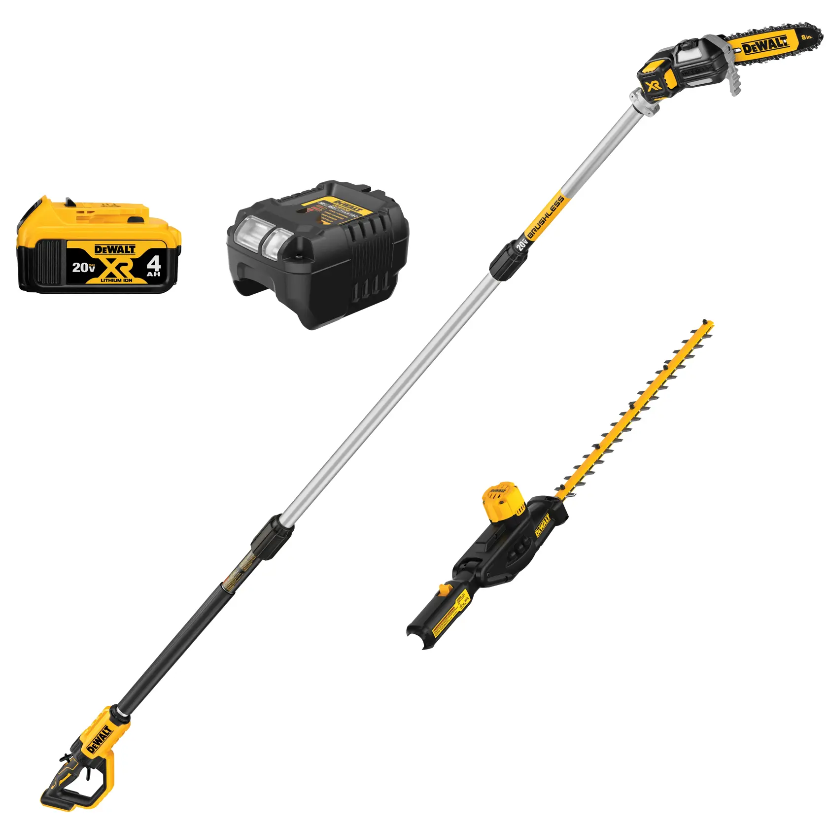 DEWALT® 20V MAX* Brushless Cordless Pole Saw and Pole Hedge Trimmer Combo Kit