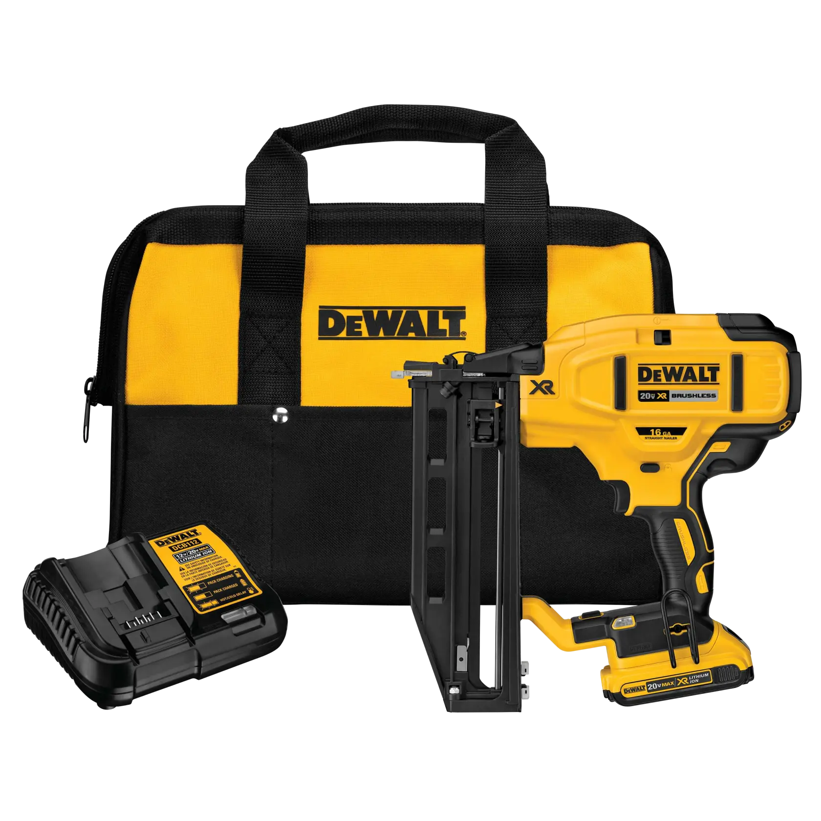 DEWALT® 20V MAX* XR 16 GA Cordless Straight Finish Nailer Kit
