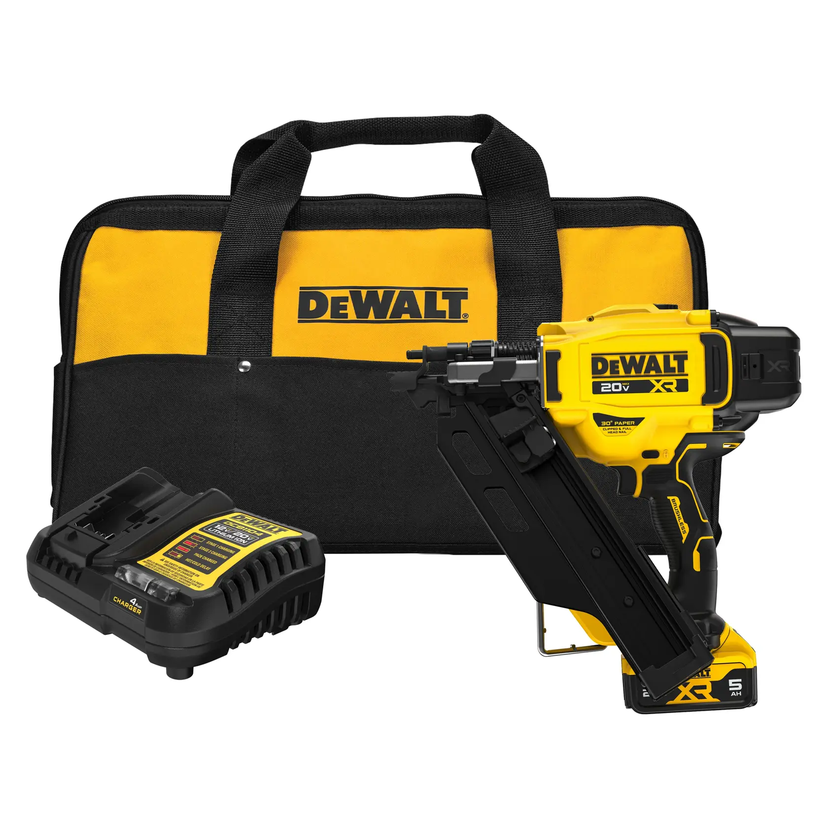 DEWALT® 20V MAX* Brushless Cordless 30° Paper Tape Framing Nailer Kit