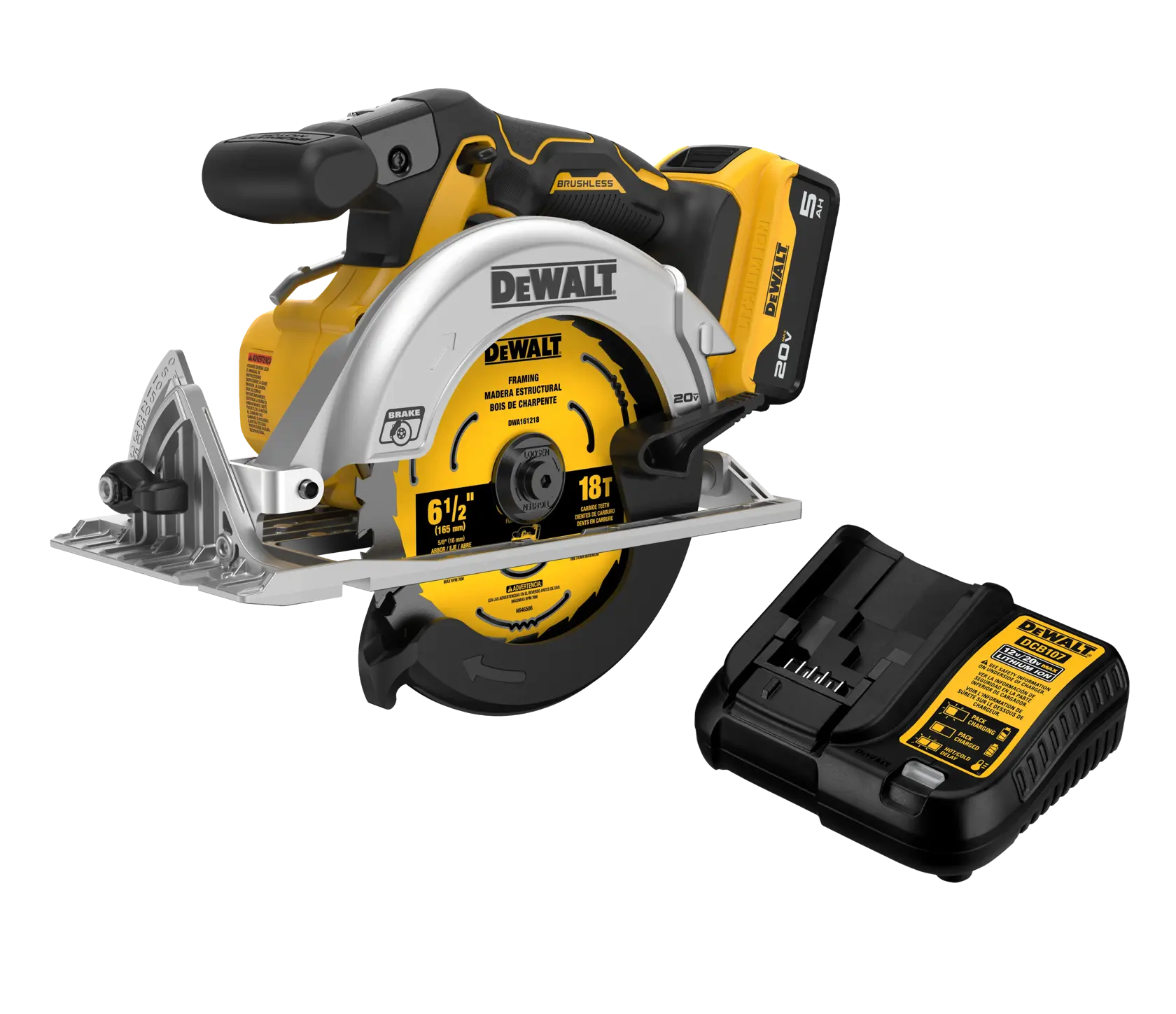 DEWALT® 20V MAX* XR® 6-1/2-in. Brushless Cordless Circular Saw Kit
