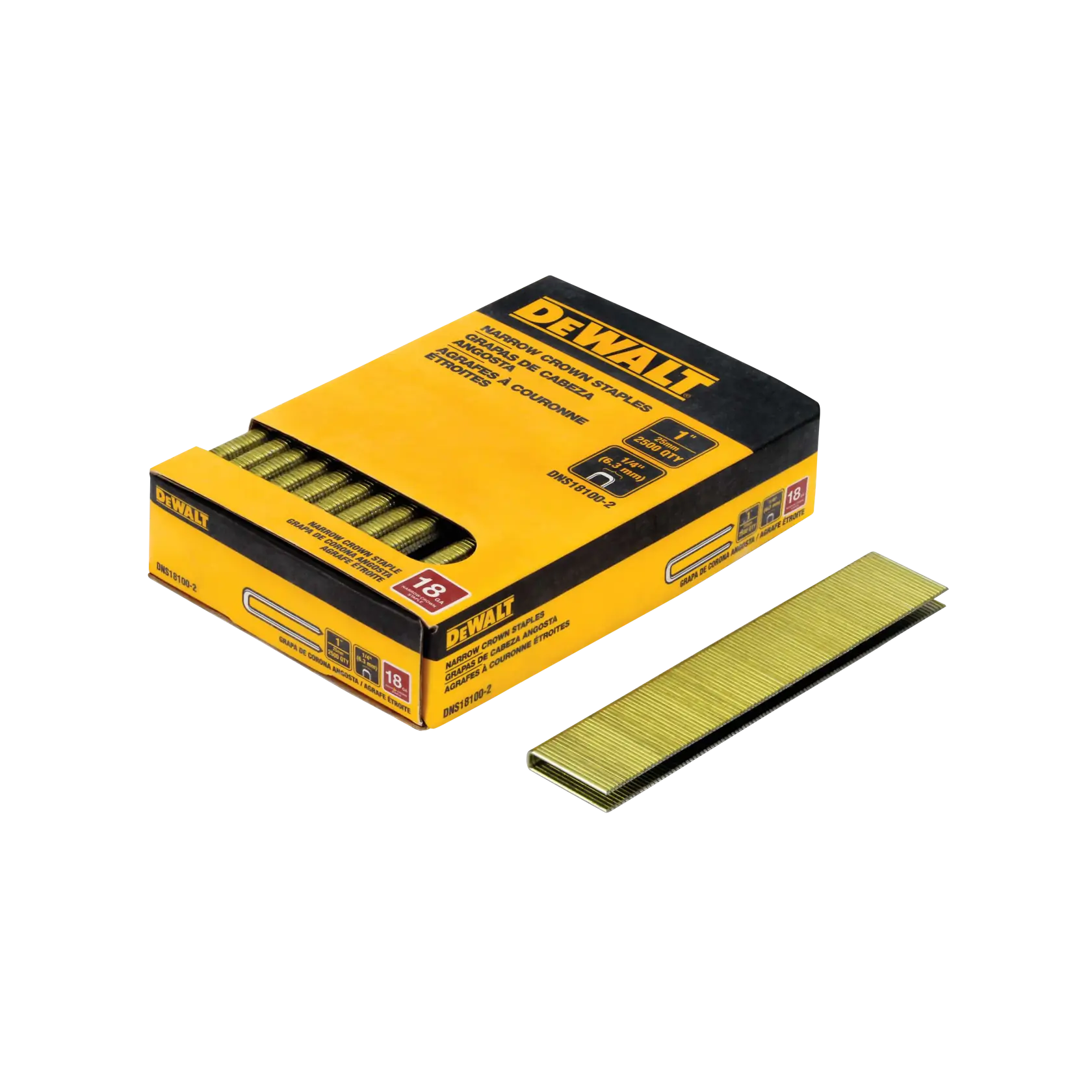 DEWALT® 1-in. 18ga 1/4-in. Crown Staples (2500 PK)