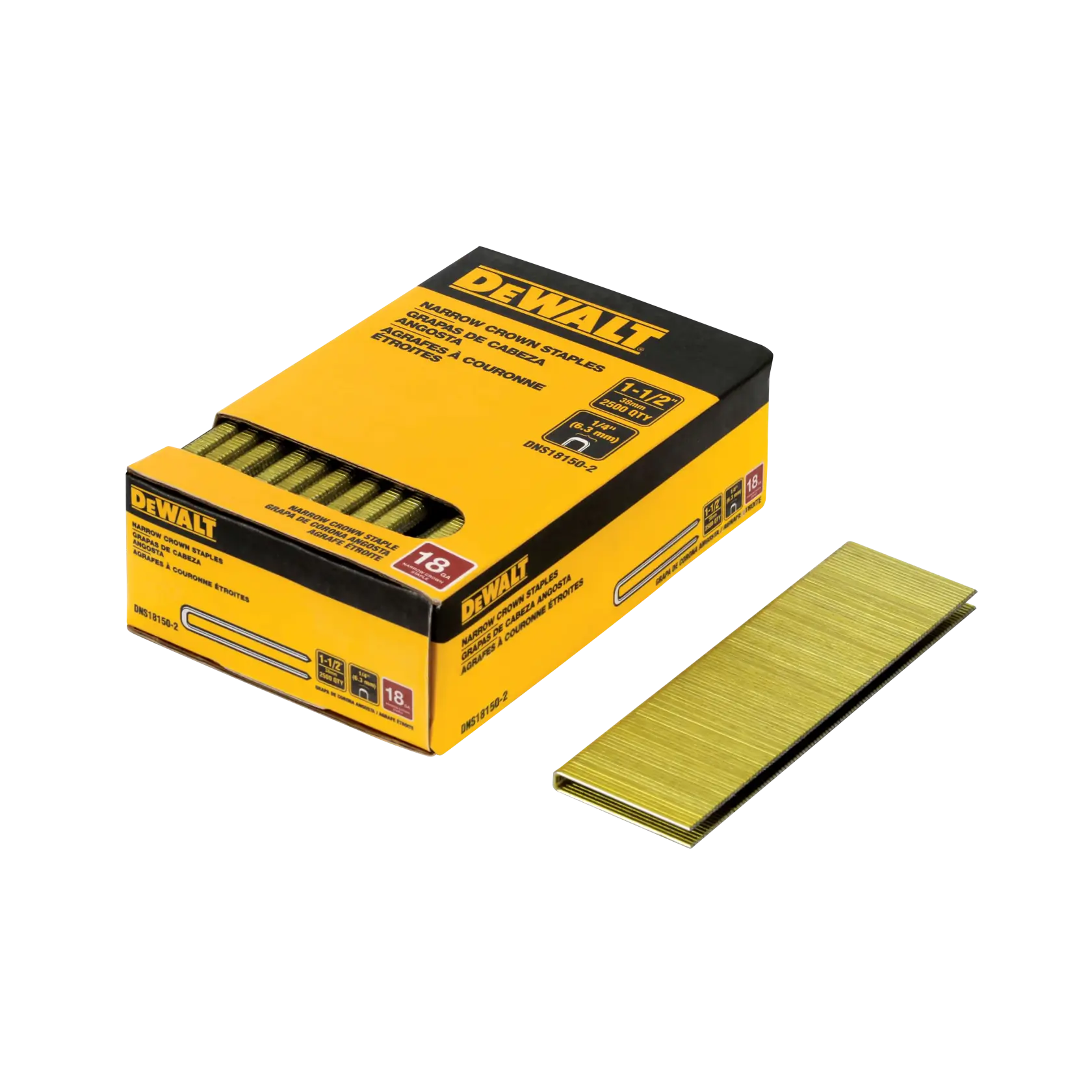 DEWALT® 1-1/2-in. 18 Gauge 1/4-in. Crown Staples (2500-Pack)