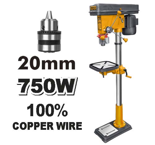 DP207502Drill pressVoltage:220-240V~50HzInput power:750WMax.drilling capacity: 20mm