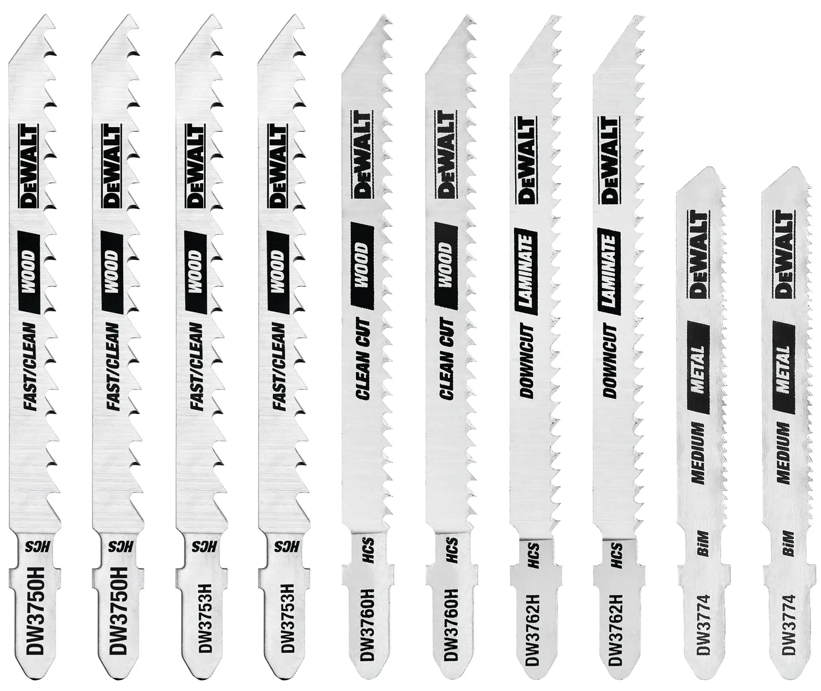 DEWALT® T-Shank Jigsaw Blades (10-Piece)