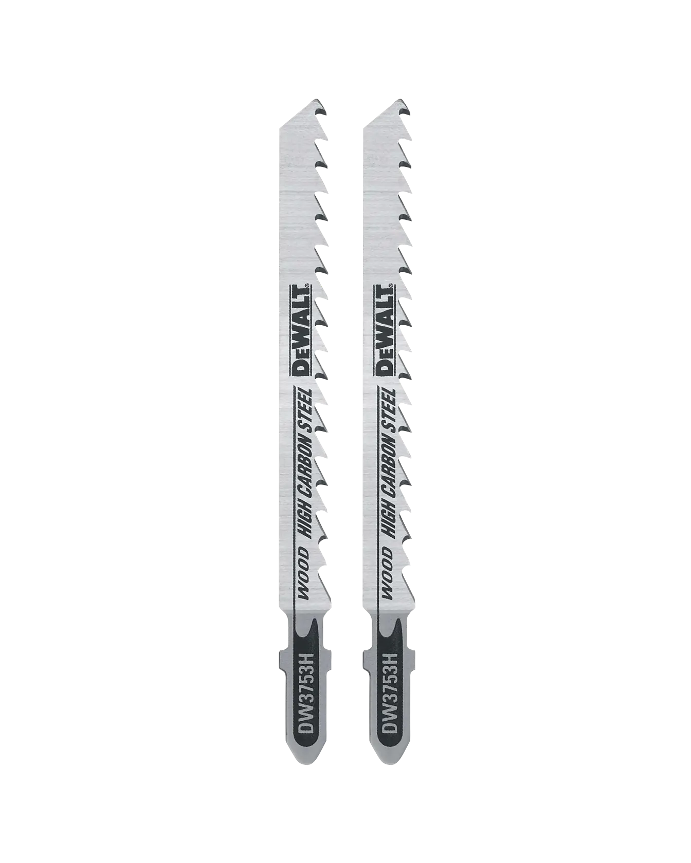 DEWALT® 4-in. (102mm) 6-TPI T-Shank HCS Jig Saw Blade for Clean Cut Wood Cutting (2-Pack)