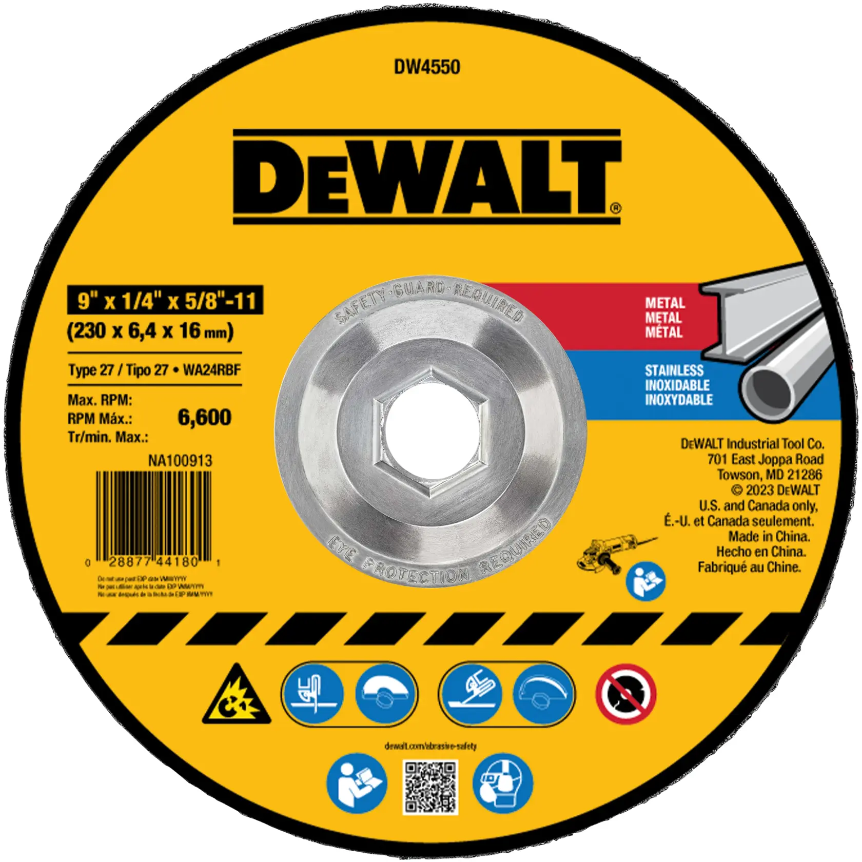 DEWALT® 9-in. x 1/4-in. x 5/8-in.-11 Fast Cutting Abrasive