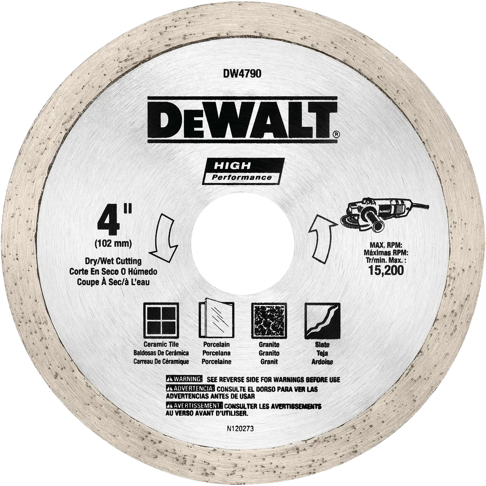 DEWALT® 4-in. x 0.060-in. Wet/Dry Cutting Tile Diamond Blade