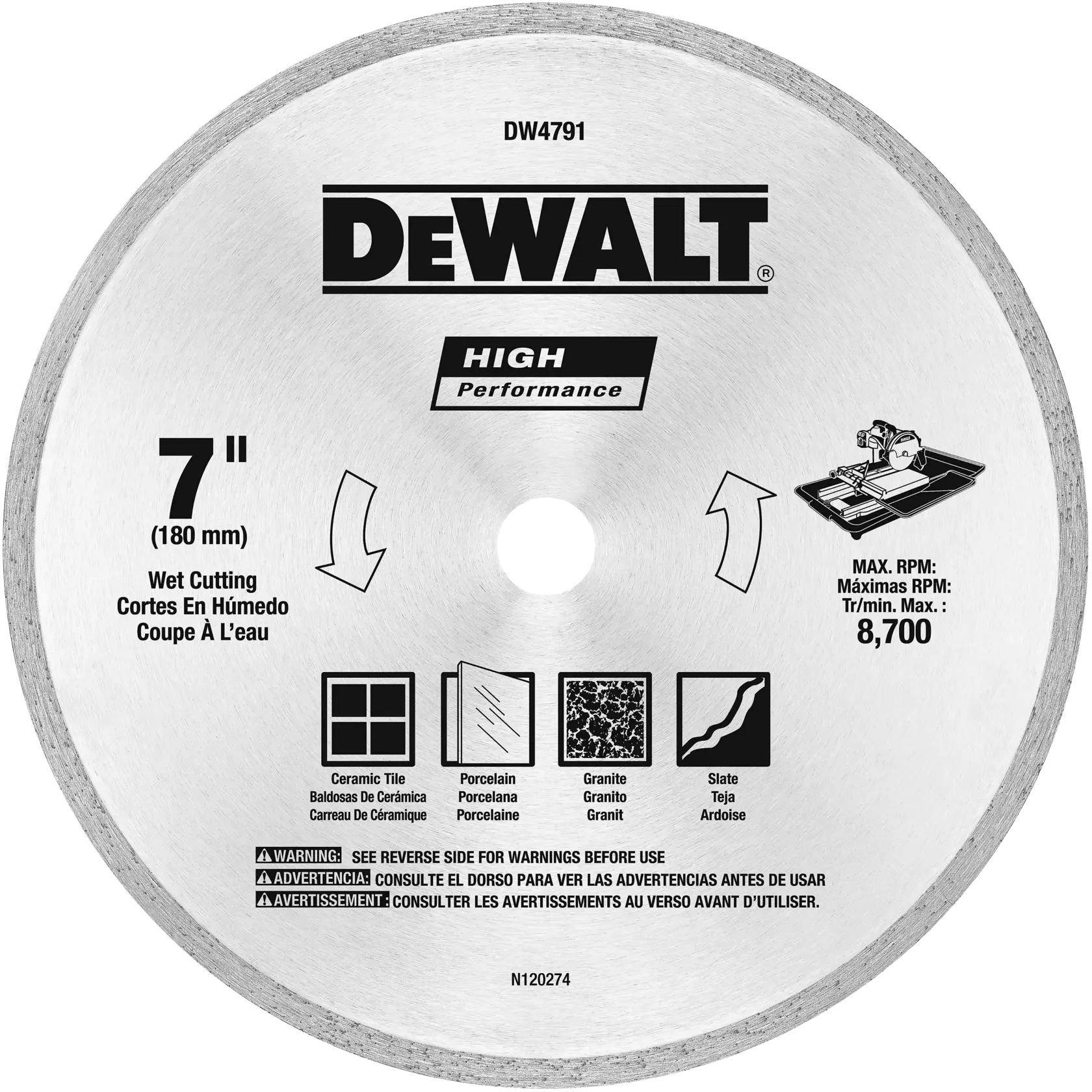 DEWALT® 7-in. x 0.060-in. Wet Cutting Tile Diamond Blade