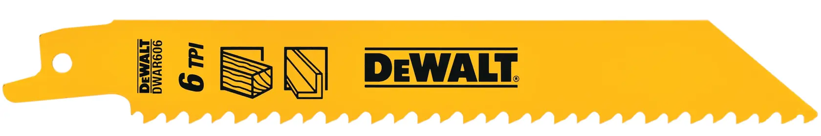 DEWALT® 6-in. 6 TPI Straight Back Bi-Metal Reciprocating Saw Blade (5 Pk)