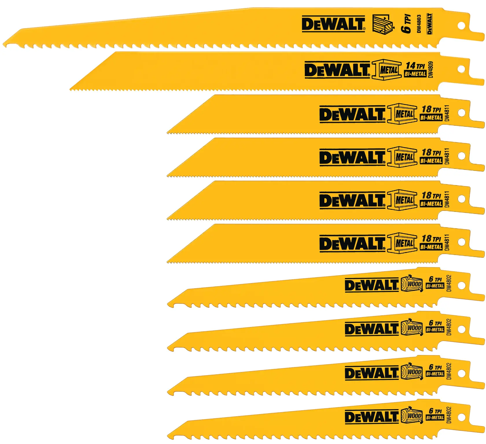 DEWALT® 10-pc. Bi-Metal Reciprocating Saw Blade Set With Case