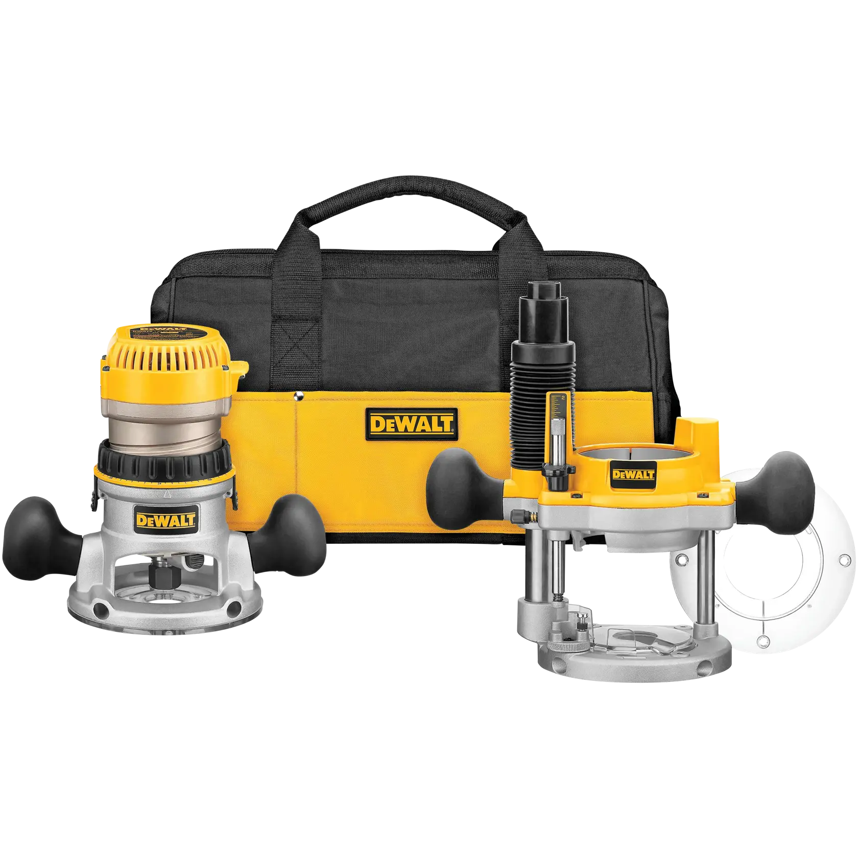 DEWALT® 2-1/4 HP (Max Motor HP) EVS Fixed Base/Plunge Router Combo Kit With Soft Start