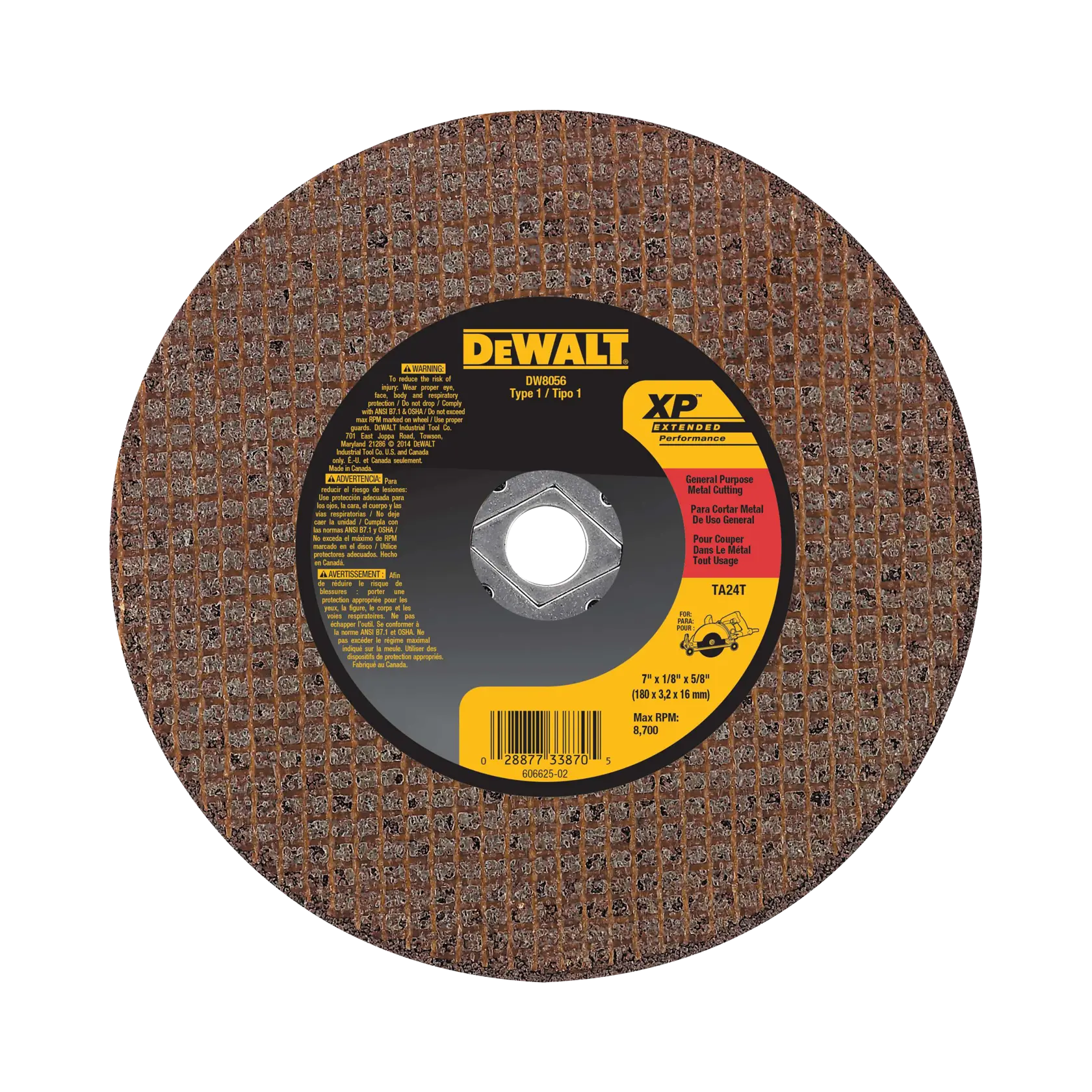 DEWALT® XP™ 7-in. x 1/8-in. x 5/8-in. T1 Ceramic Metal Cutting Wheel