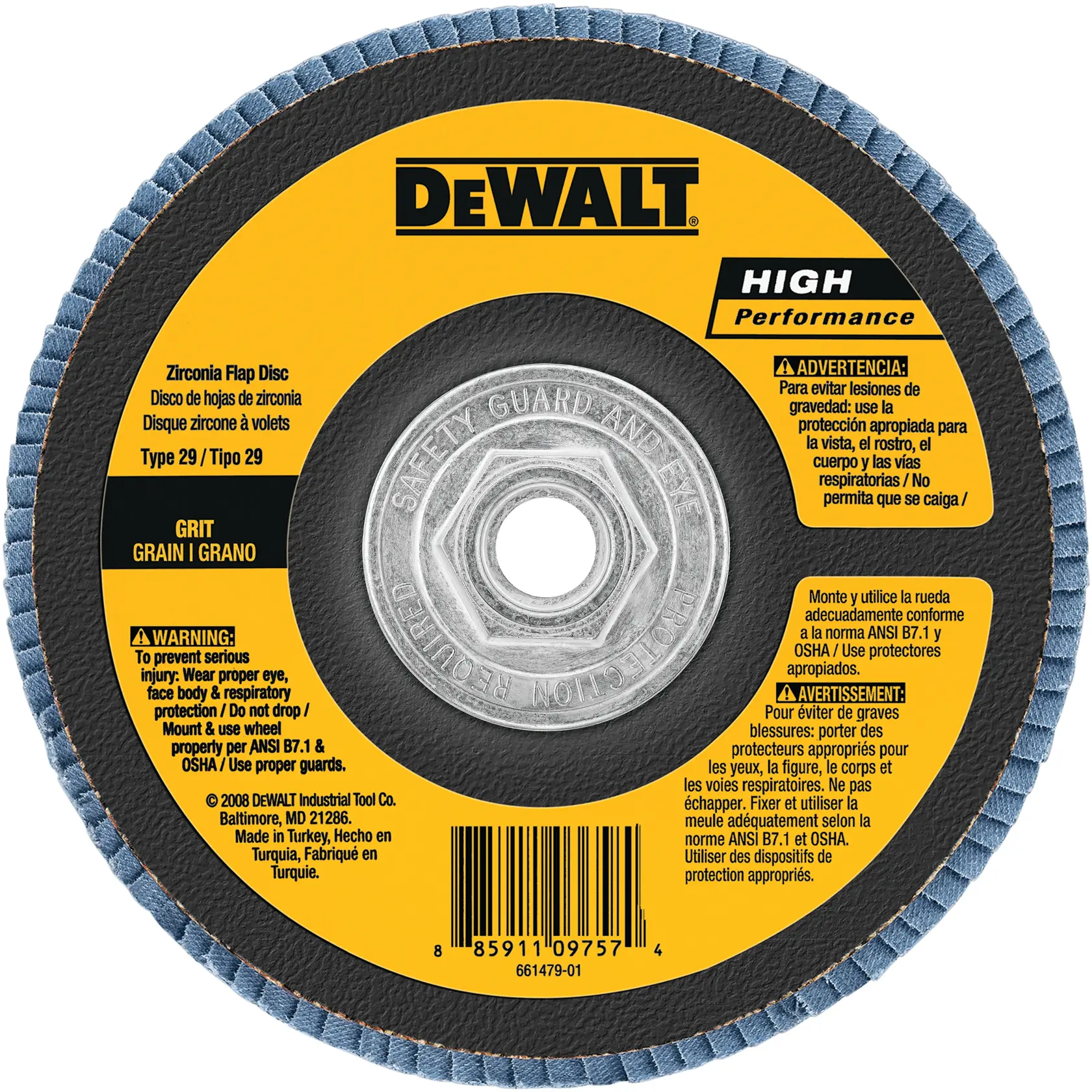 DEWALT® 6-in. x 5/8-in.-11 Type 29 HP Flap Disc (60 Grit)