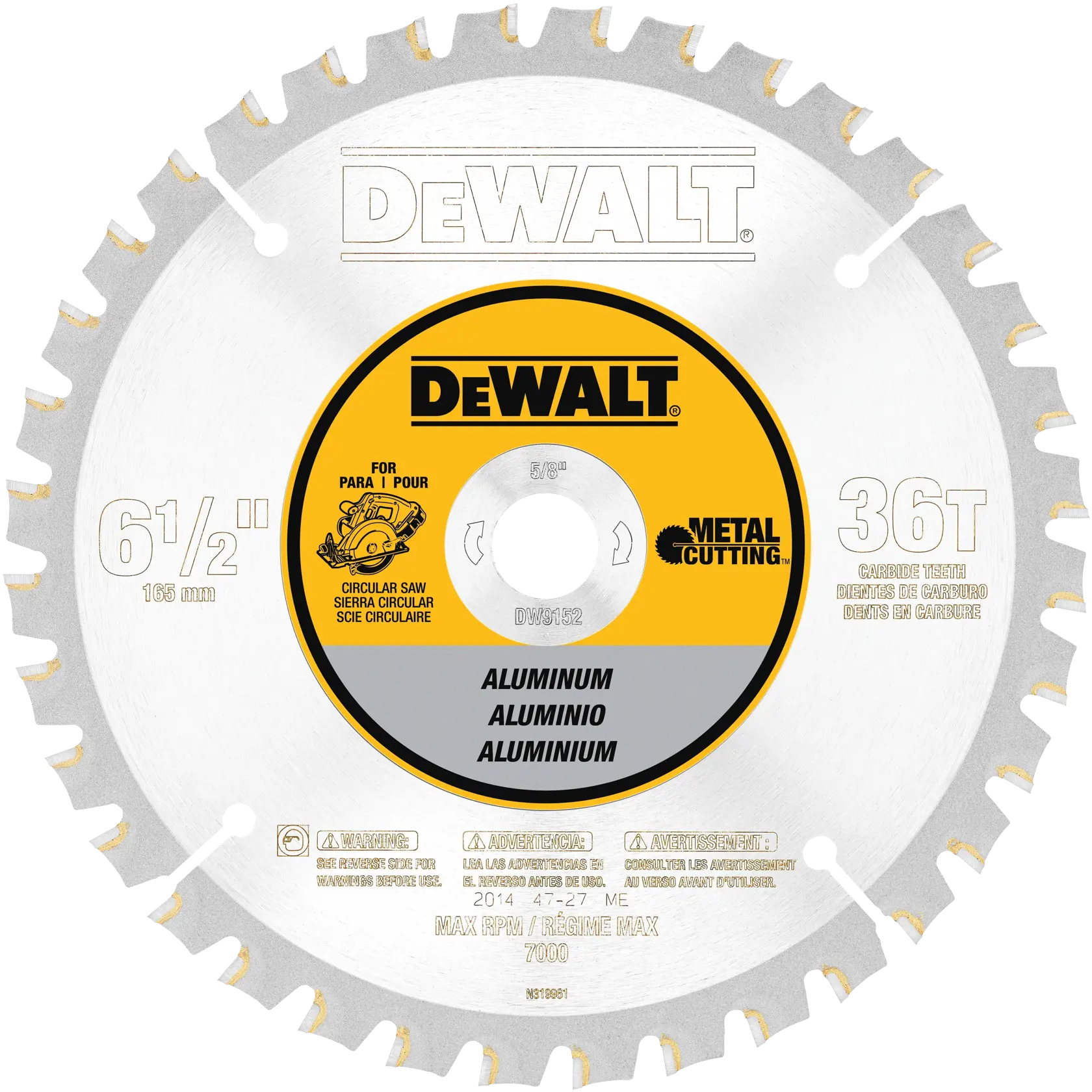 DEWALT® 6-1/2-in. 36T Metal Cutting Circular Saw Blade (165mm)