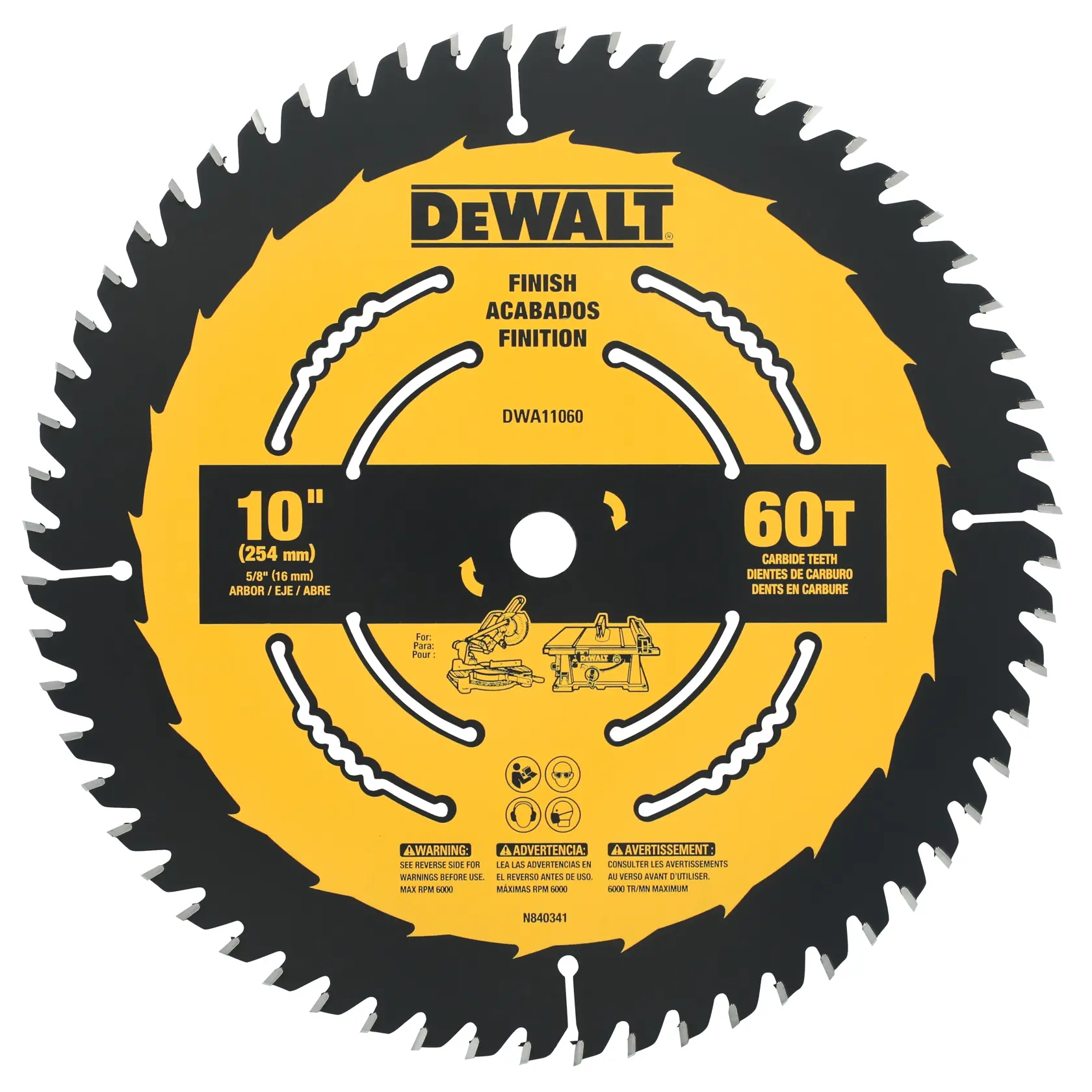 DEWALT® 10-in. 60 Tooth Finish Circular Saw Blade