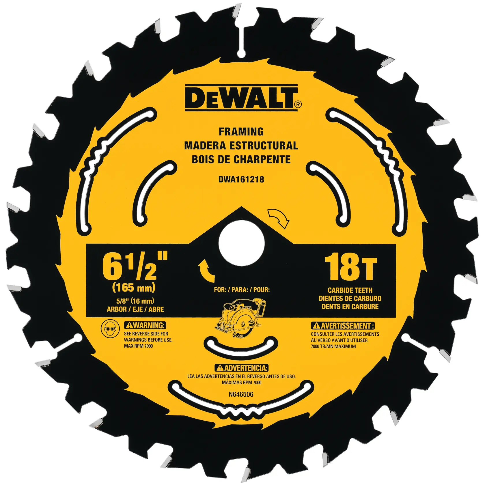 DEWALT® 6-1/2-in. 18-Tooth Circular Saw Blade