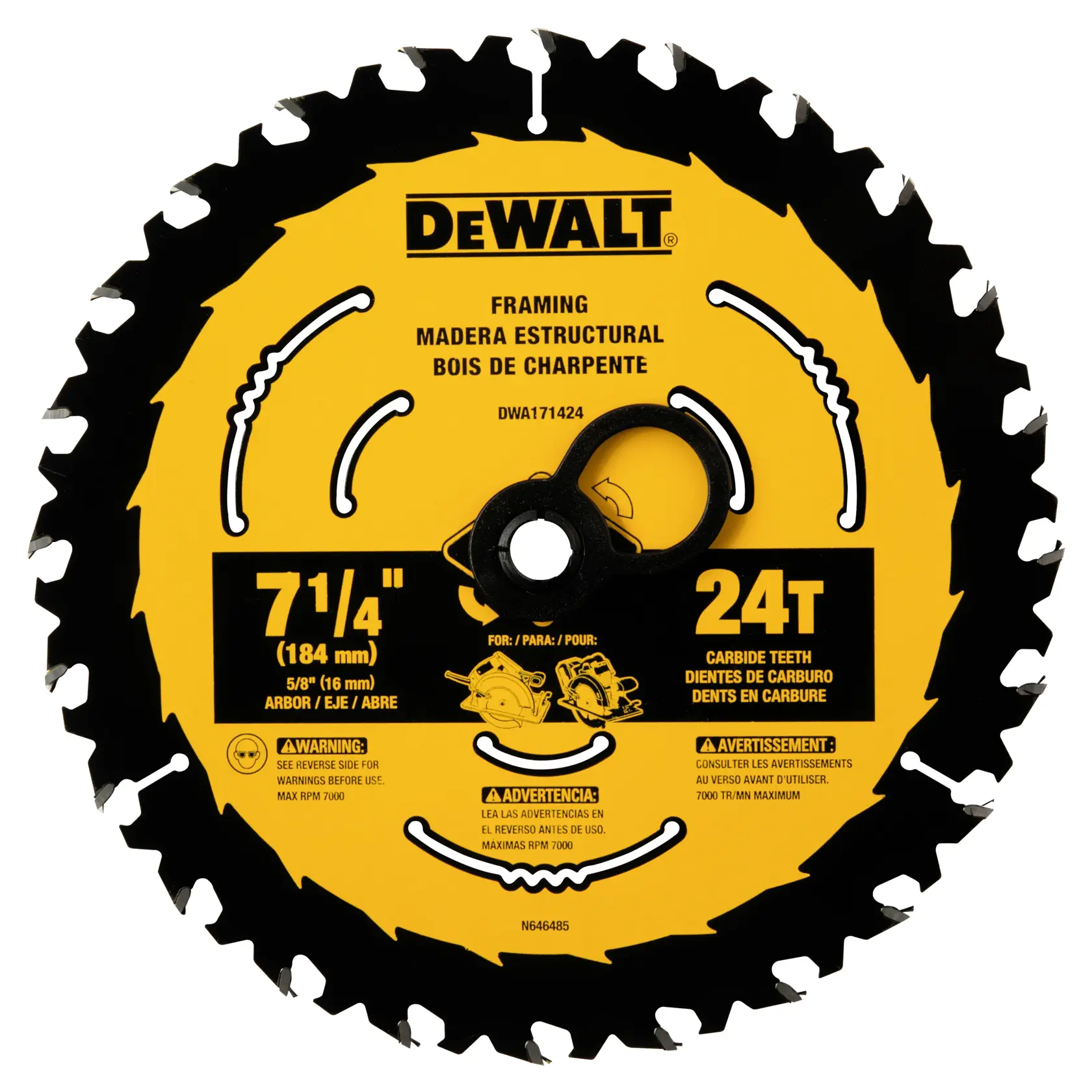 DEWALT® 7-1/4-in. Carbide Circular Saw Blade 24 Tooth with 5/8 in Arbor (10 Pack)