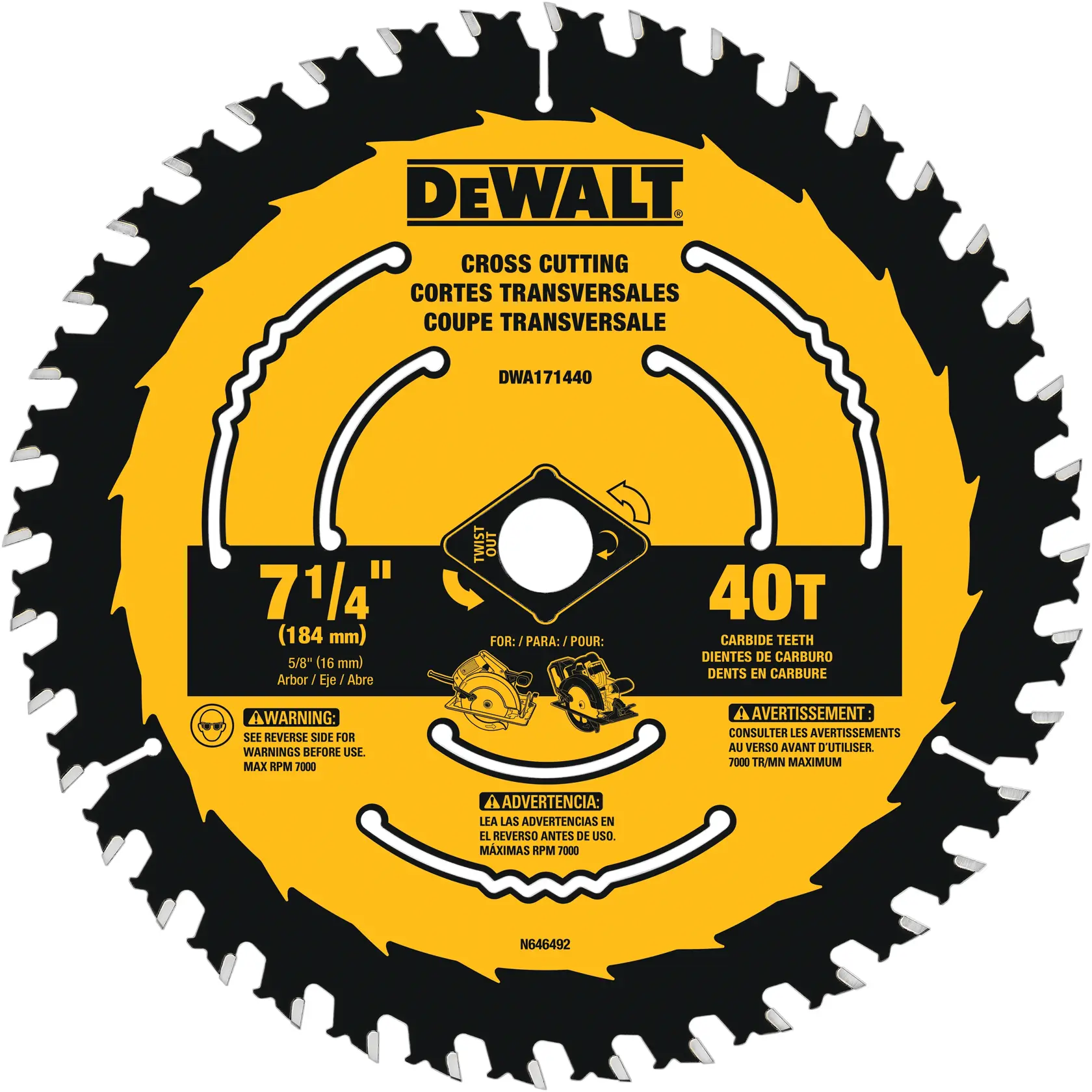 DEWALT® 7-1/4-in. Carbide Circular Saw Blade 40 Tooth with 5/8 in Arbor (10 Pack)