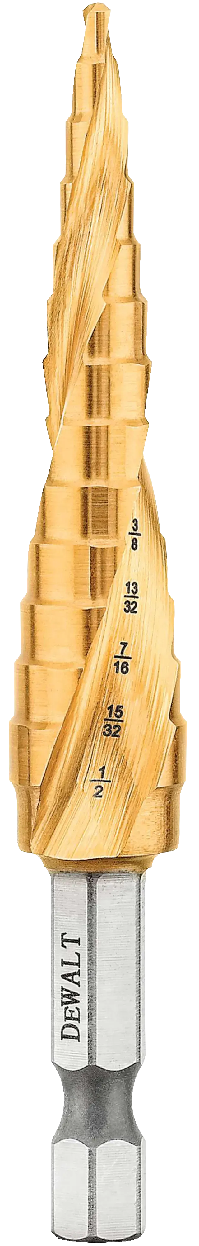DEWALT® 1/8-in. - 1/2-in. IMPACT READY Titanium Nitride Coating Step Drill Bit