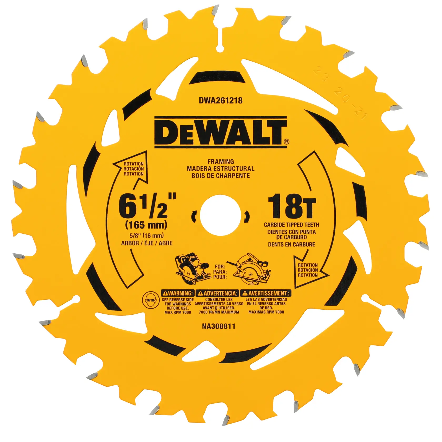 DEWALT® 6-1/2-in. 18T Circular Saw Blade