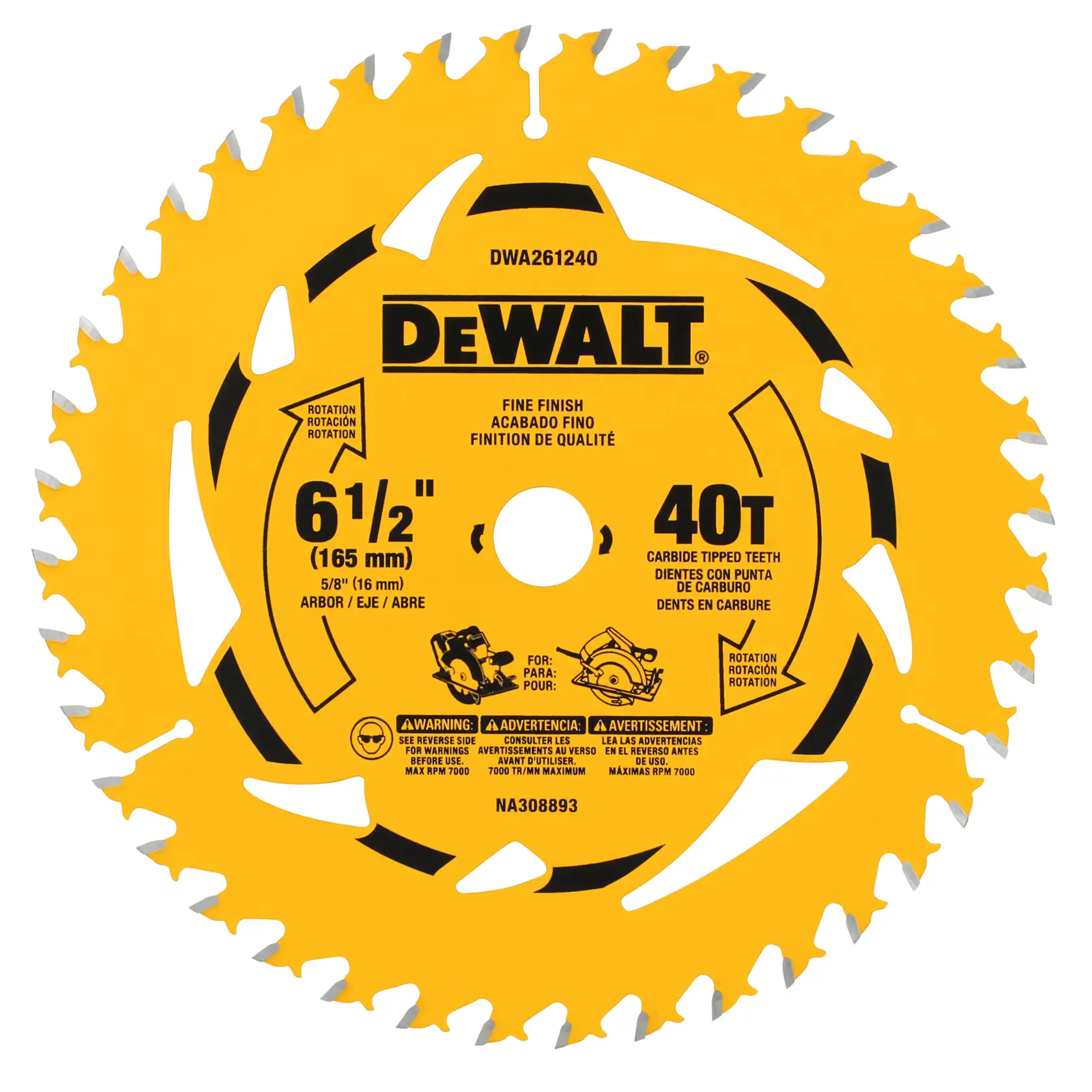 DEWALT® 6-1/2-in. 40T Circular Saw Blade (10-Pack)