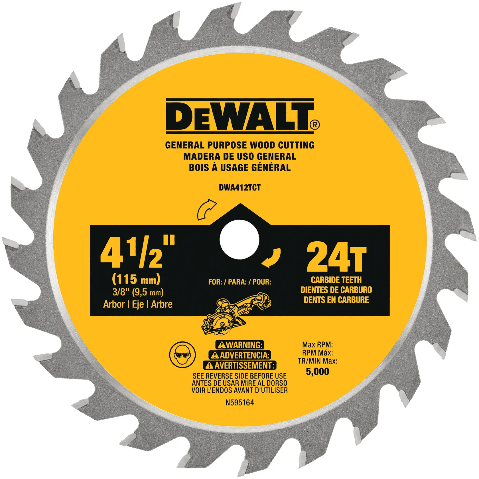 DEWALT® 20V MAX* ATOMIC™ 4-1/2-in. (115mm) 24-Tooth Circular Saw Blade