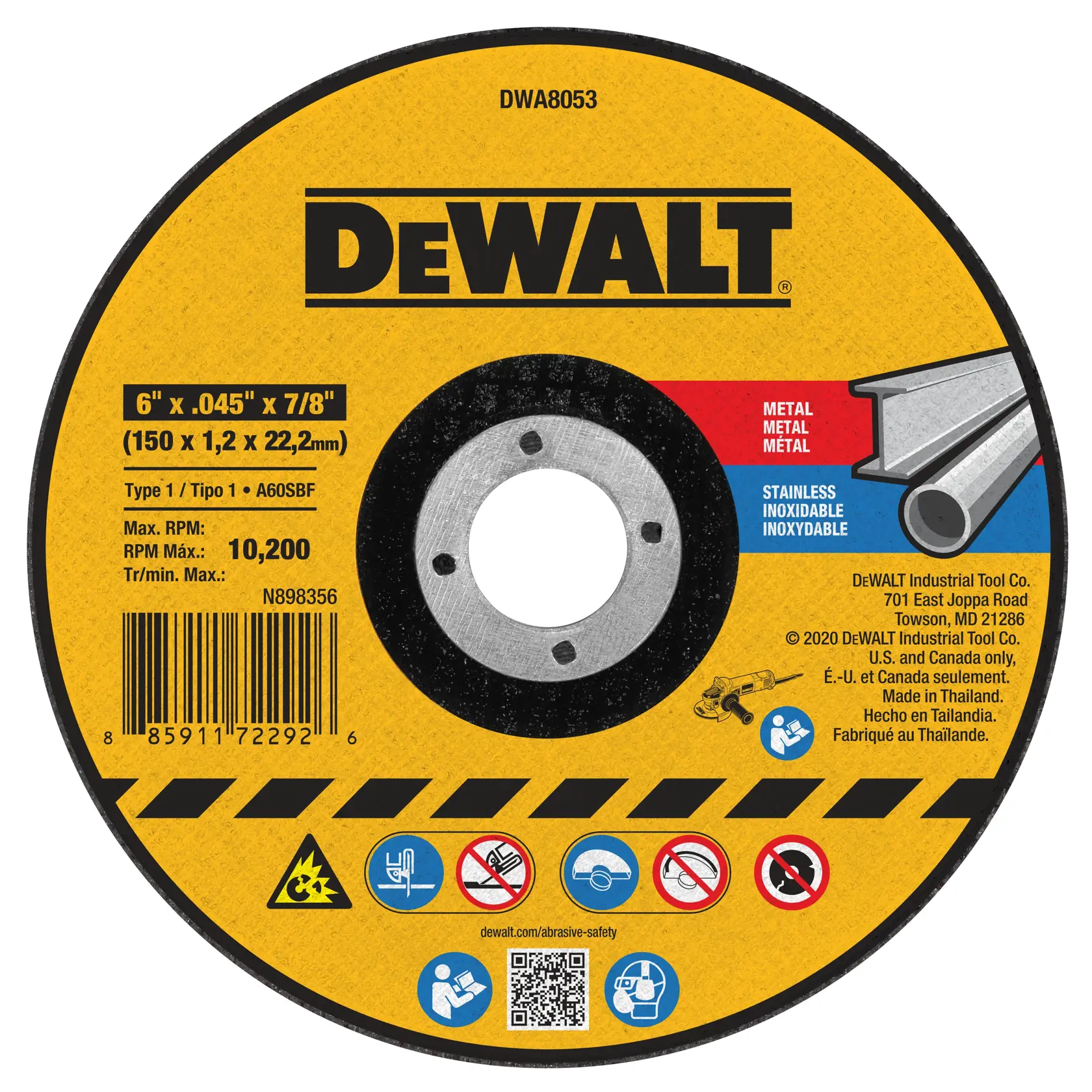 DEWALT® 6-in. x .045-in. x 7/8-in. T1 Cut-Off Wheel for Metal