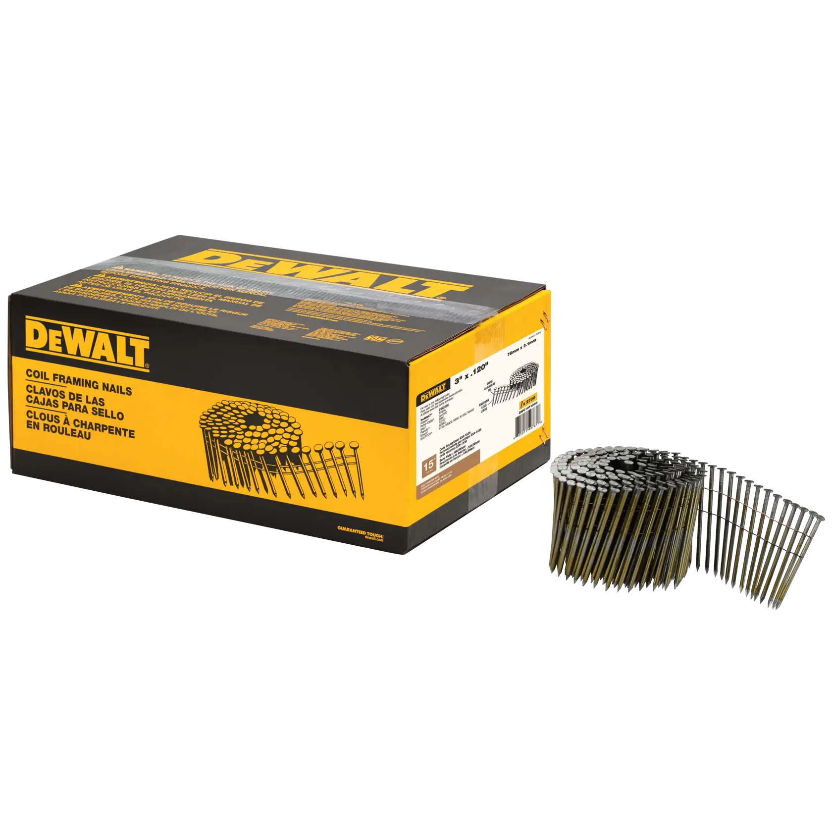DEWALT® 3-in. x 0.120-in. 15 Degree Smooth Brite Coil Nails (2700-Pack)