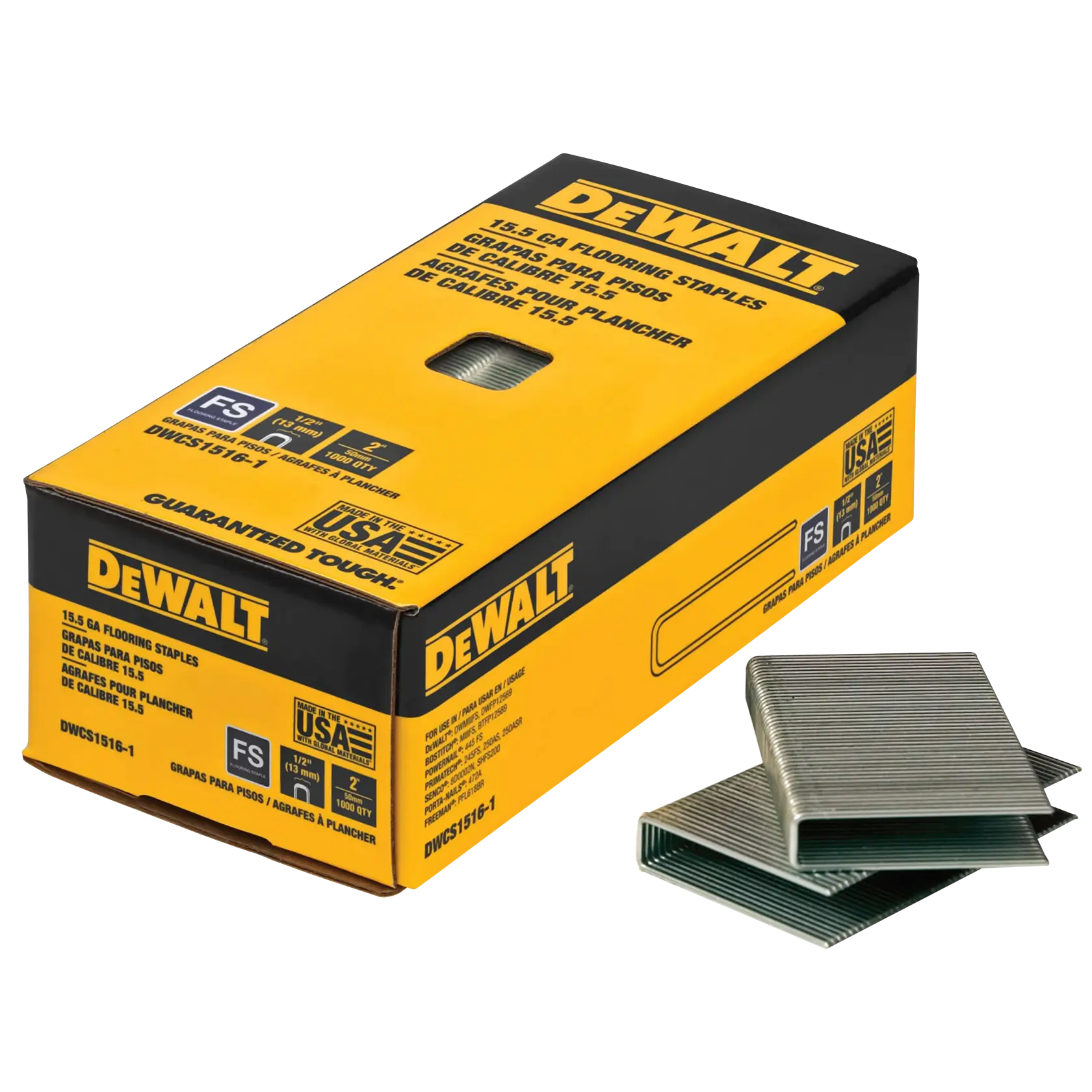 DEWALT® 1/2-in. Crown, 2-in. Hardwood Flooring Staples (15.5 Gauge)