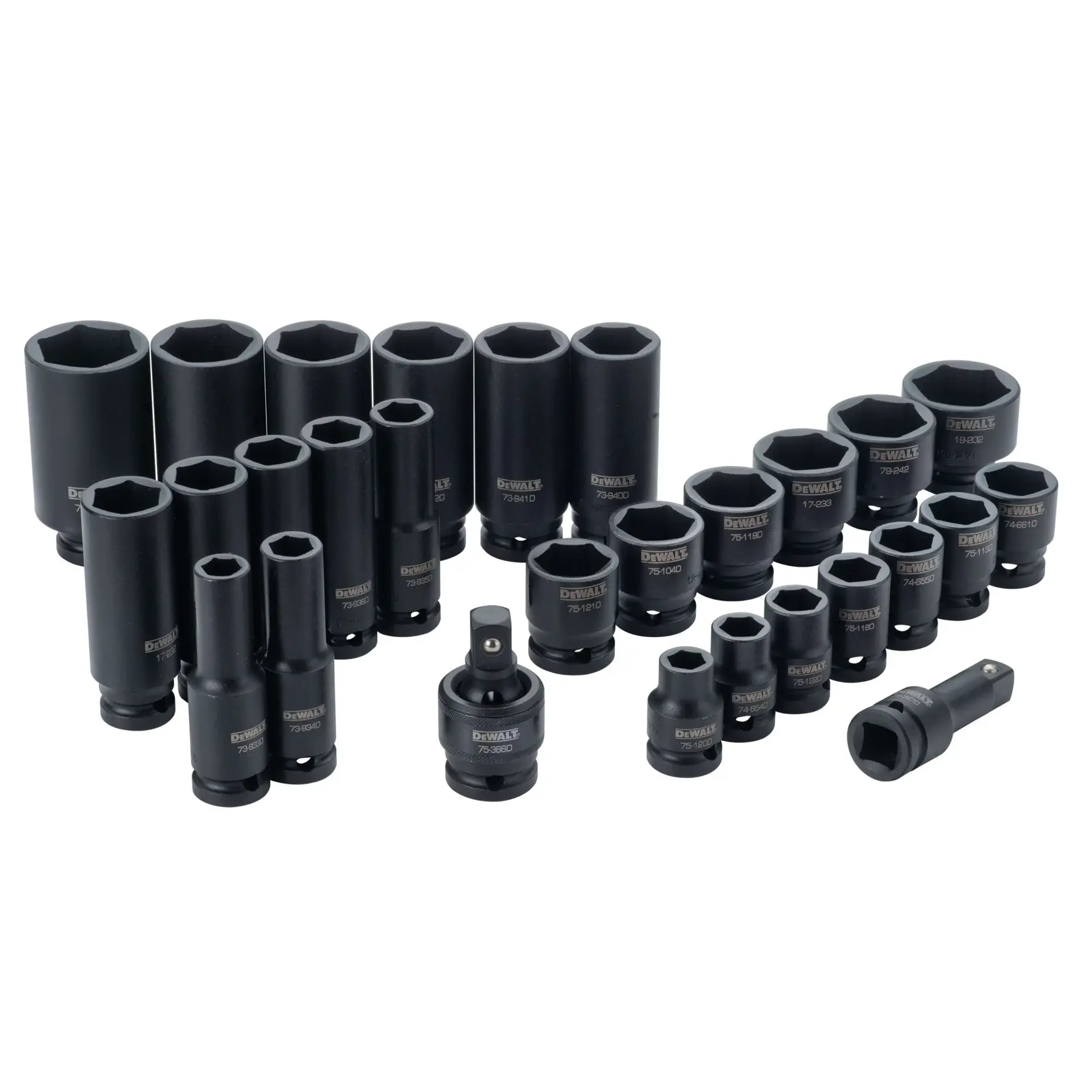DEWALT® 1/2-in. Drive Standard and Deep Impact Socket Set  6 PT. (28-pc.)