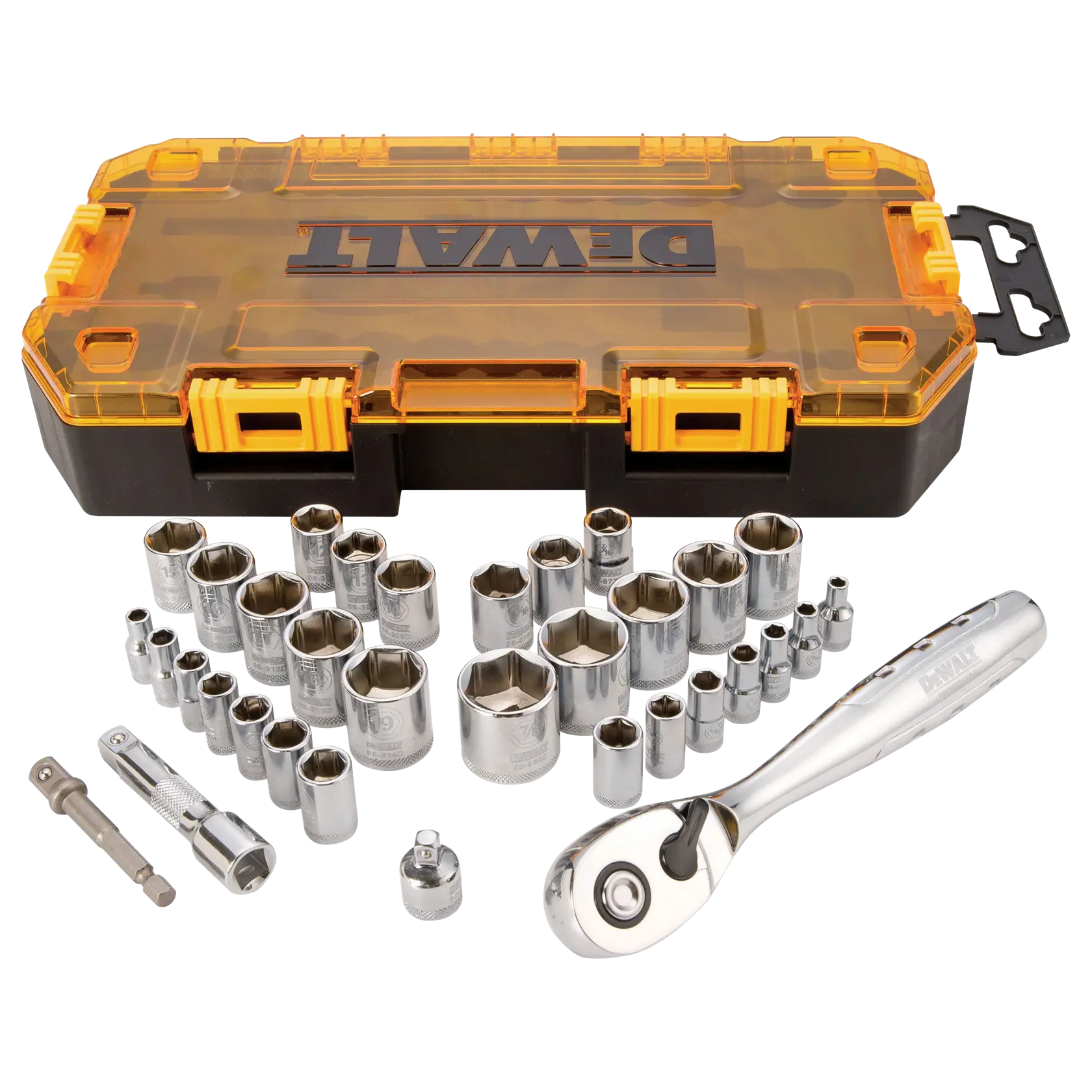 DEWALT® 1/4-in. (6.4mm) and 3/8-in. (9.5mm) Drive Socket Set (34-Piece)