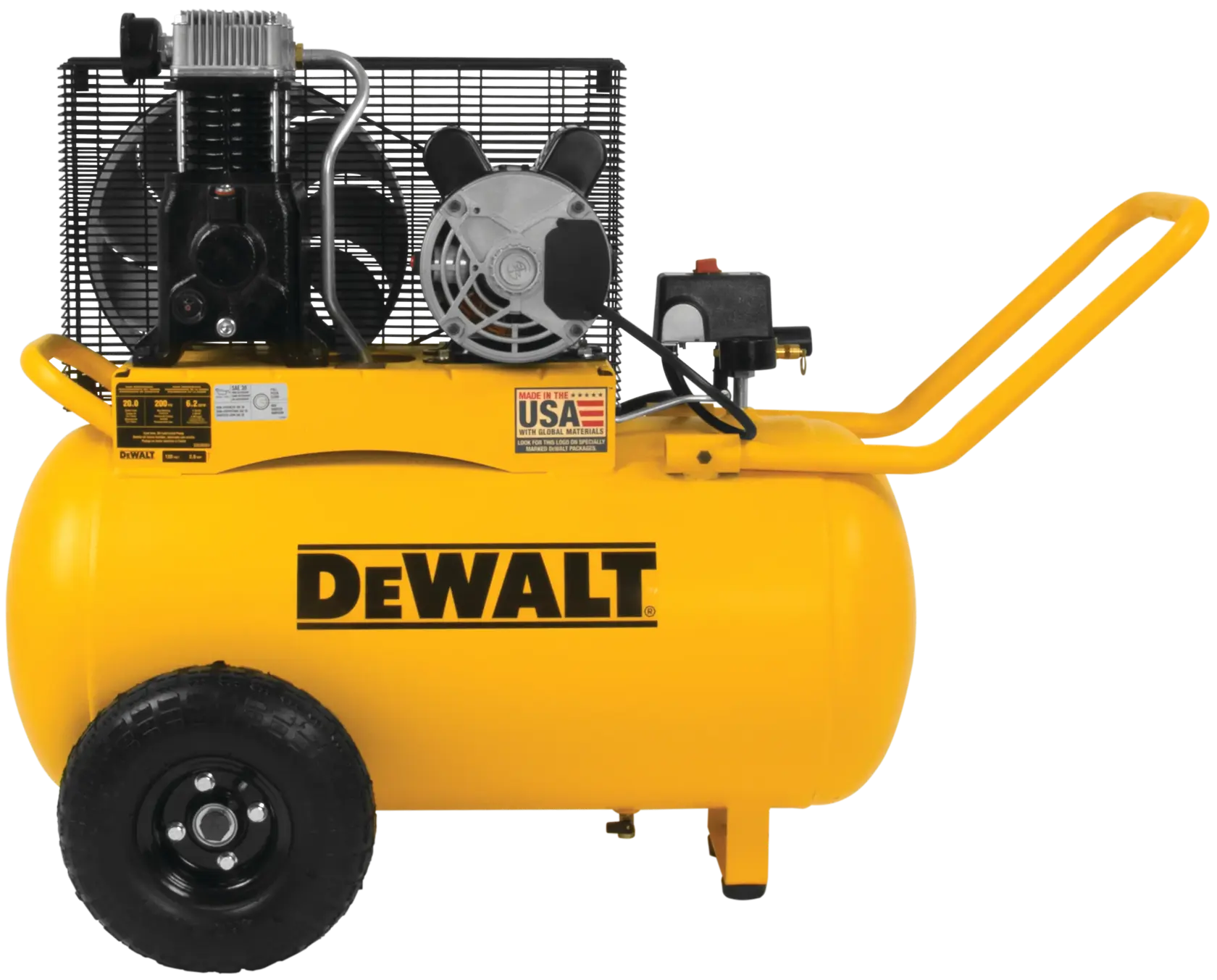 DEWALT® Oil Lubed Belt Drive Portable Horizontal Electric Air Compressor (200 PSI) (20 gal)