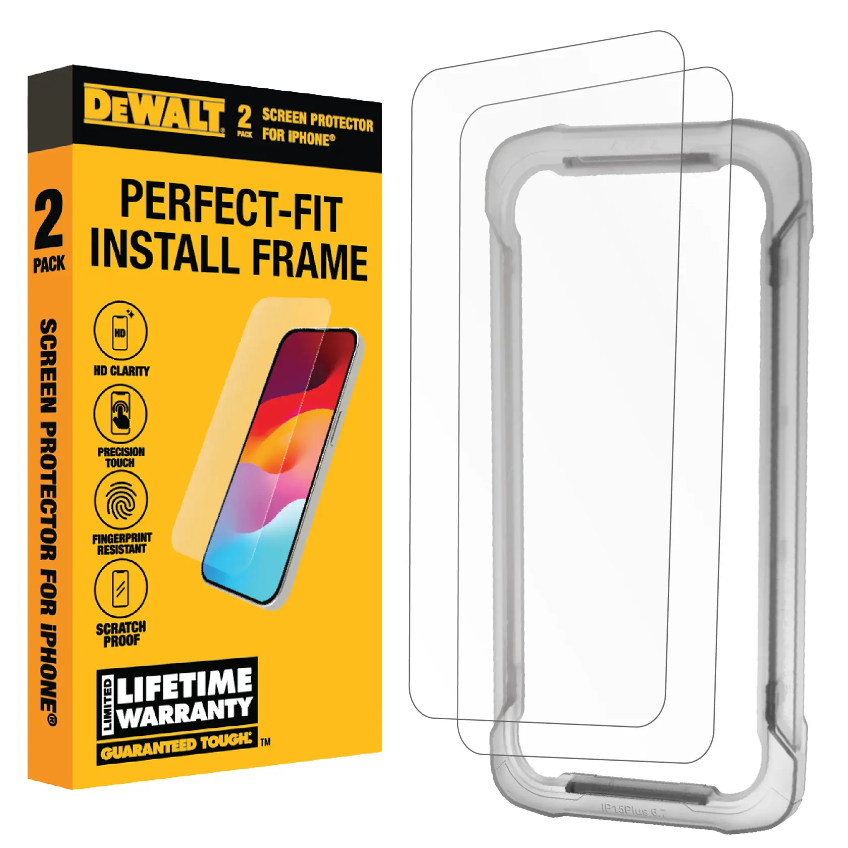 DEWALT® Screen Protector for iPhone 15 Plus (2 Pk)