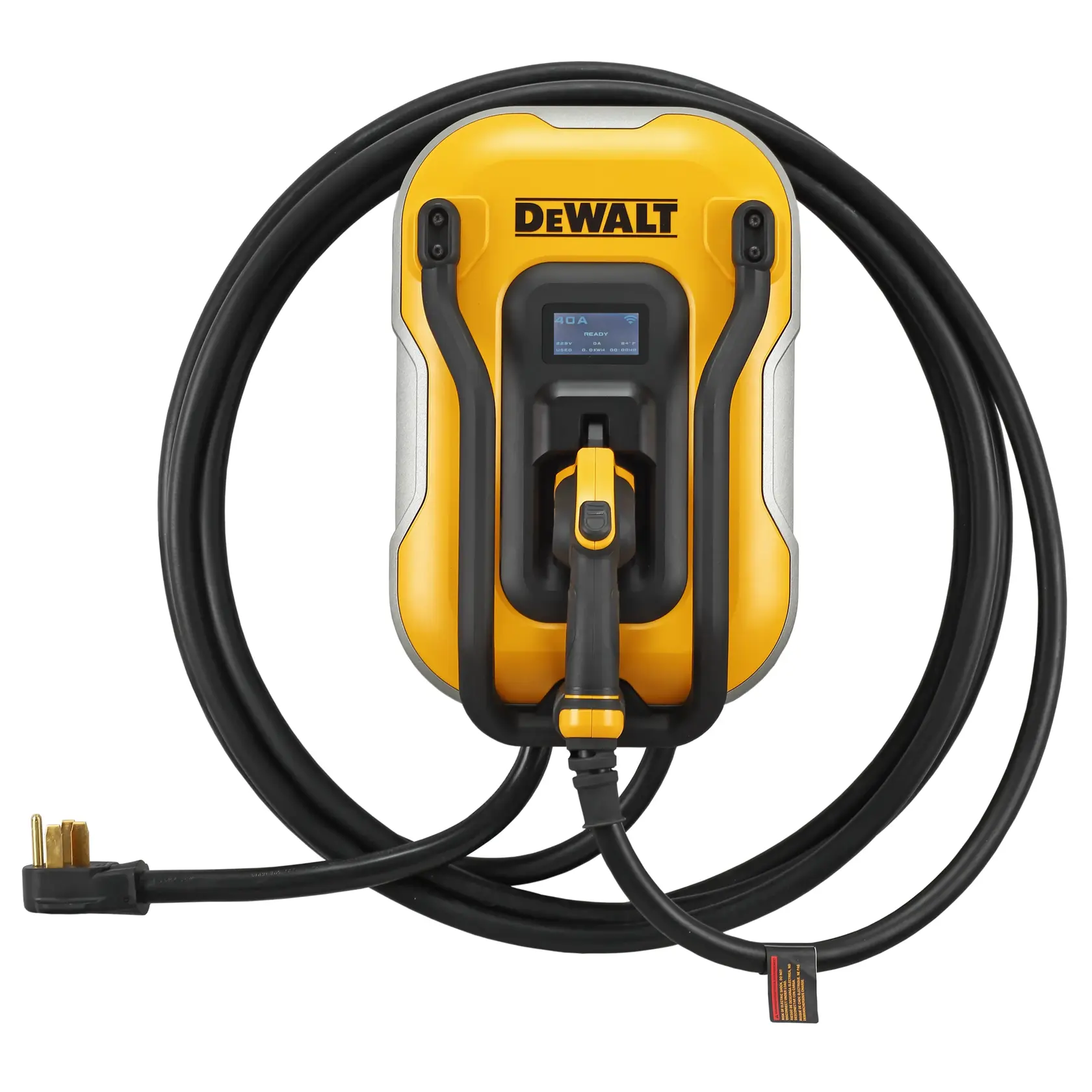 DEWALT® Electric Vehicle (EV) 240V Level 2 Charger up to 40 Amps, App Control Bluetooth & Wi-Fi, CSA Certified Indoor/Outdoor NEMA 14-50 Plug Wall Mounted Charging Station with 25 ft. Cable
