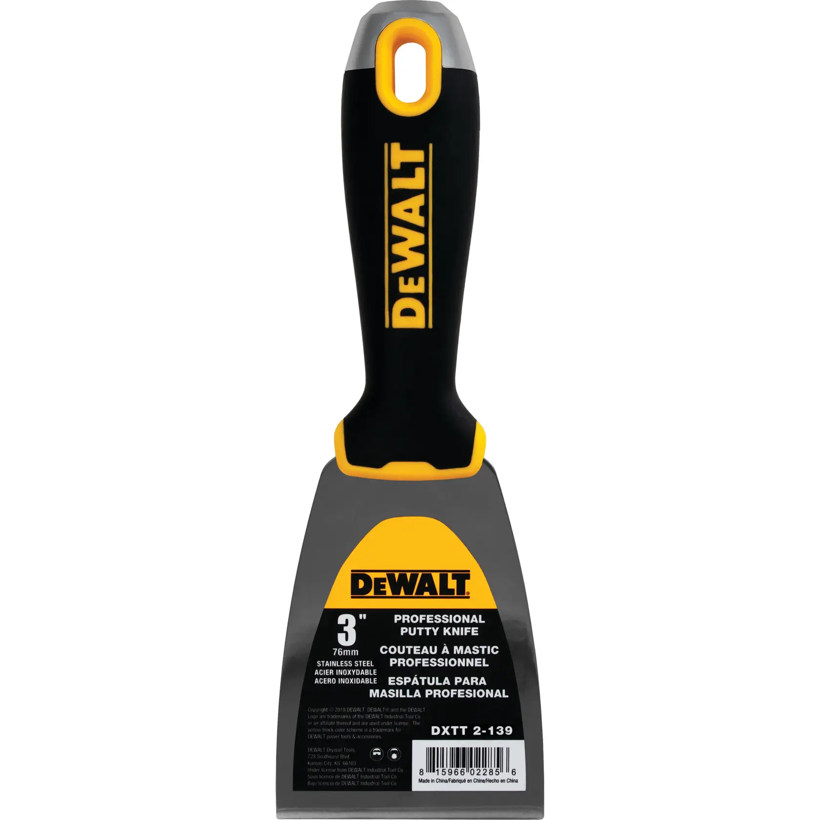 DEWALT® Stainless Steel Putty Knife With Soft Grip Handle