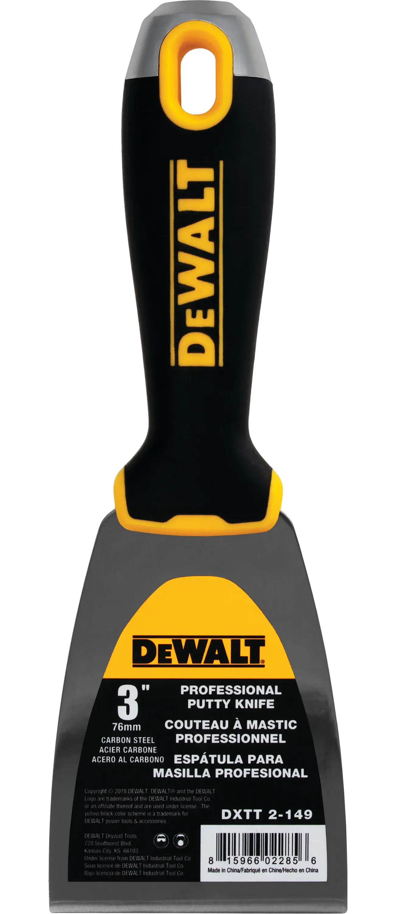 DEWALT® Carbon Steel Putty Knife With Soft Grip Handle