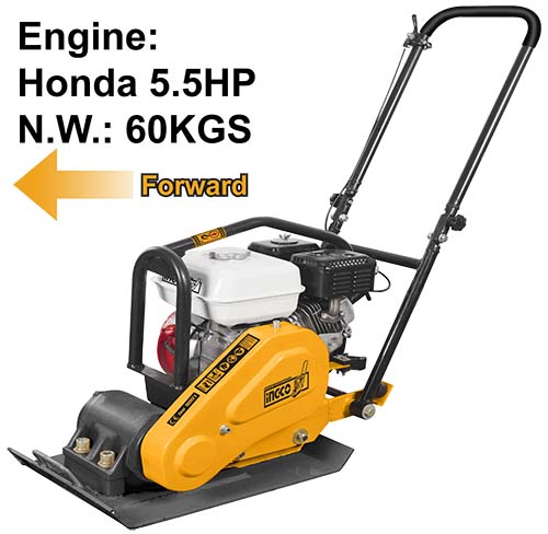 GCP060-1Gasoline plate compactorEngine:Honda GX160Engine power:4.0kW(5.5HP)Weight:60kg