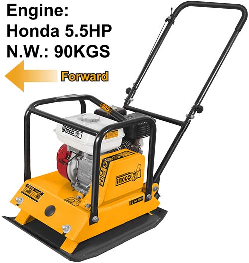 GCP100-1Gasoline plate compactorEngine:Honda GX160Engine power:4.0kW(5.5HP)Weight:90kg