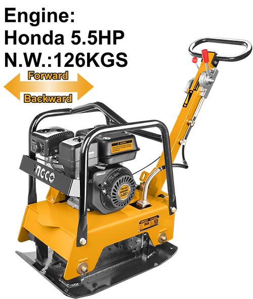 GCP125-1Gasoline reversible plate compactorEngine:Honda GX160Engine power:4.0kW(5.5HP)Weight:126kg