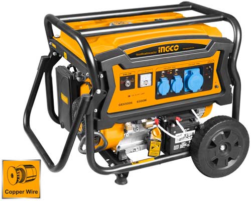 GE65006Gasoline generatorRated voltage(V):220-240Rated frequency(Hz):50Max.output(kW):6.5