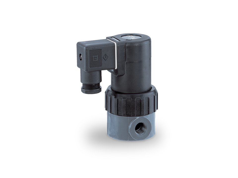 Direct operated process solenoid valve made of plastic