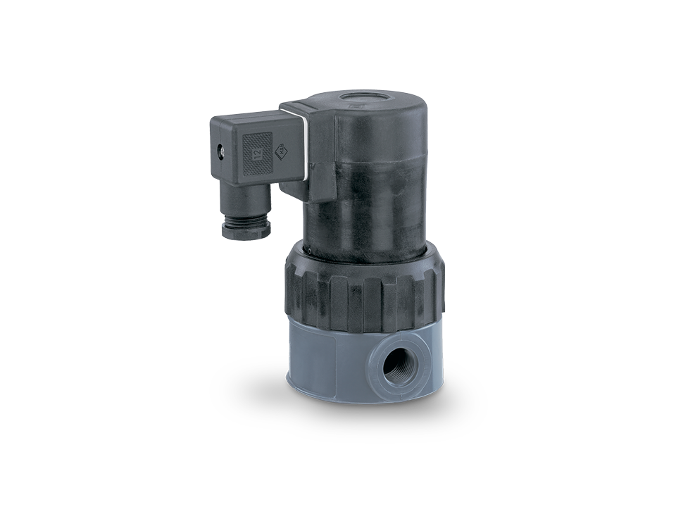 Direct operated process solenoid valve made of plastic