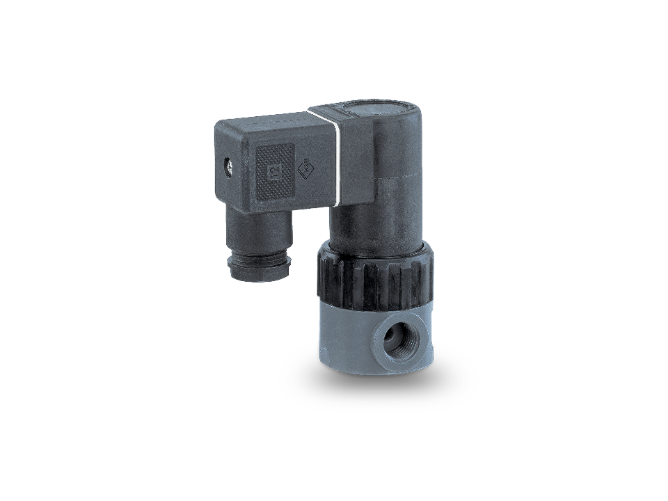 Direct-controlled process solenoid valve made of plastic