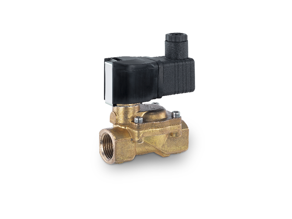 Auxiliary controlled process solenoid valve made of metal