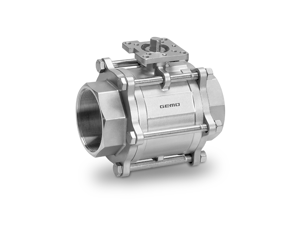 2/2-way ball valve with free shaft end made of metal