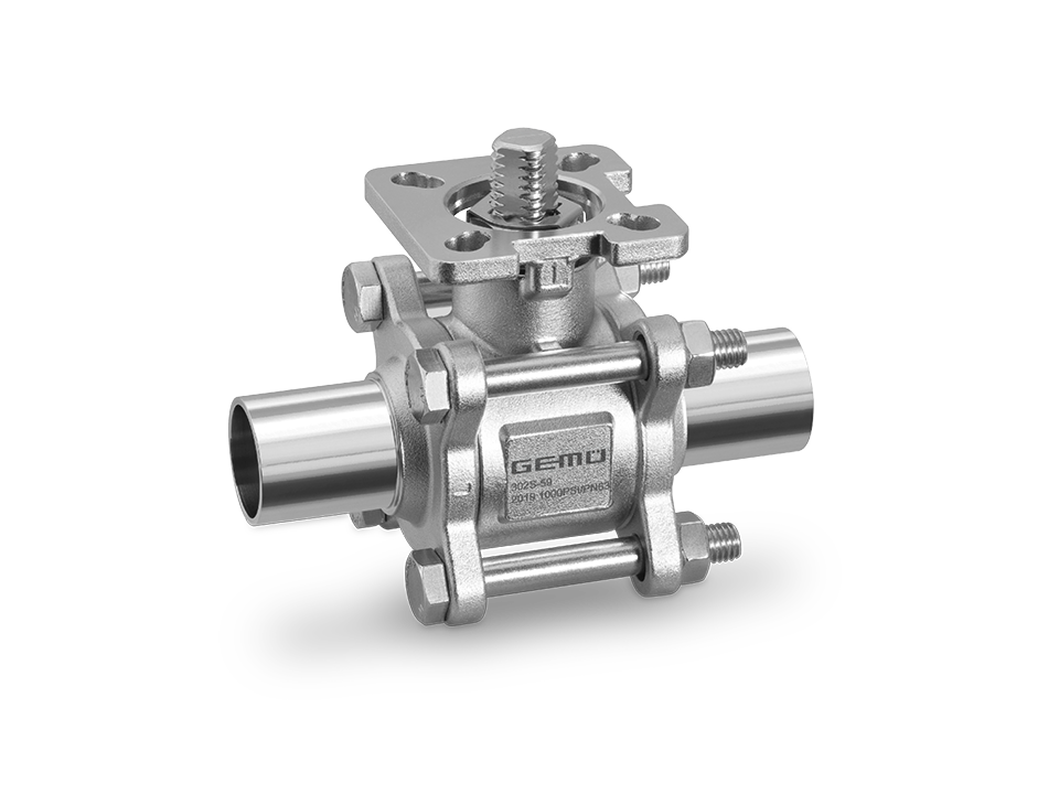 2/2-way ball valve with free shaft end made of metal