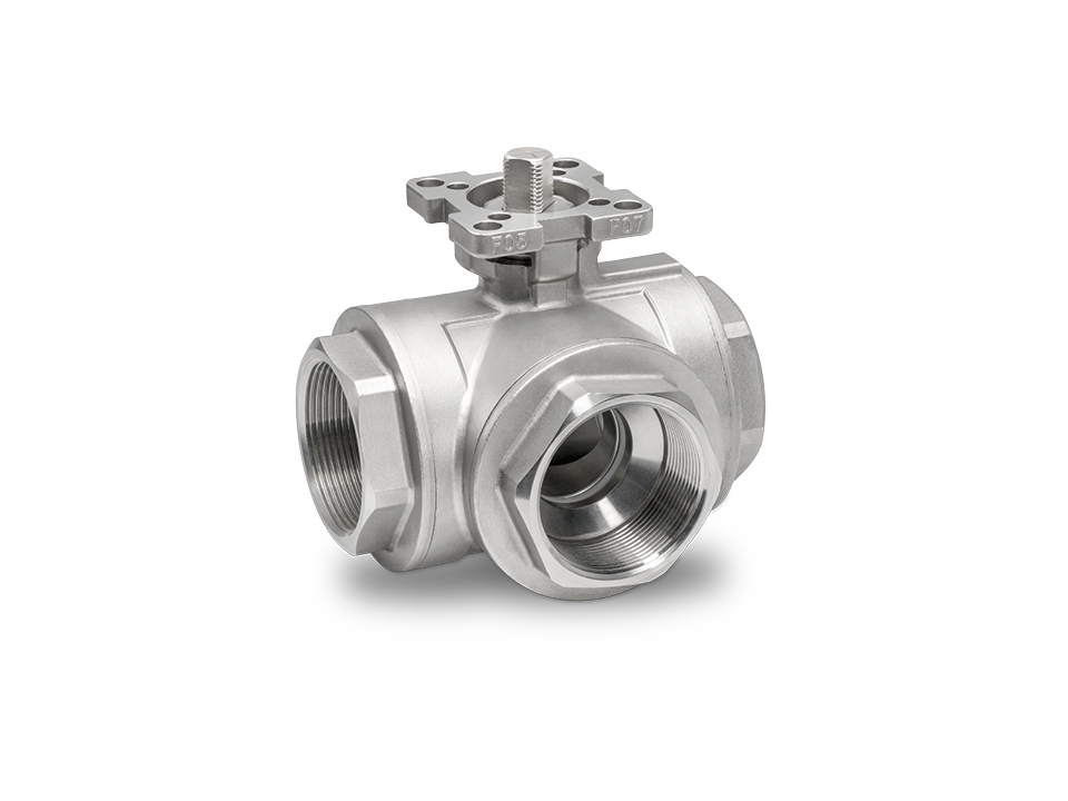 3/2-way ball valve with free shaft end made of metal