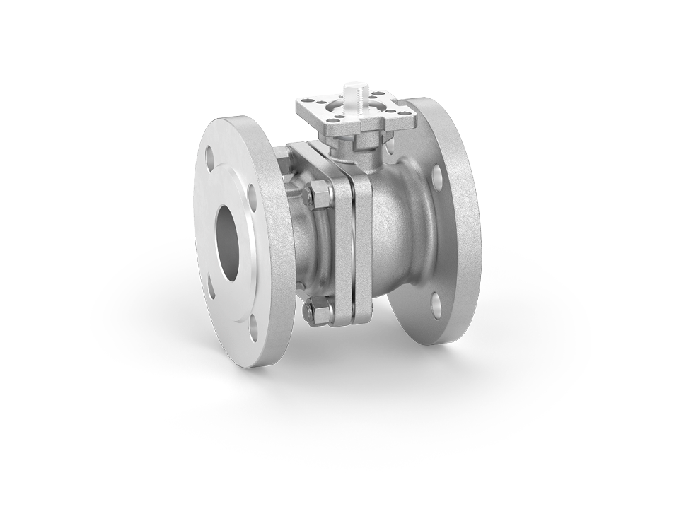 2/2-way ball valve with free shaft end made of metal
